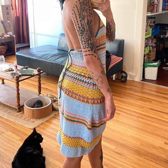 AKOIA SWIM CROCHET HALTER DRESS S/M - Picture 5 of 6